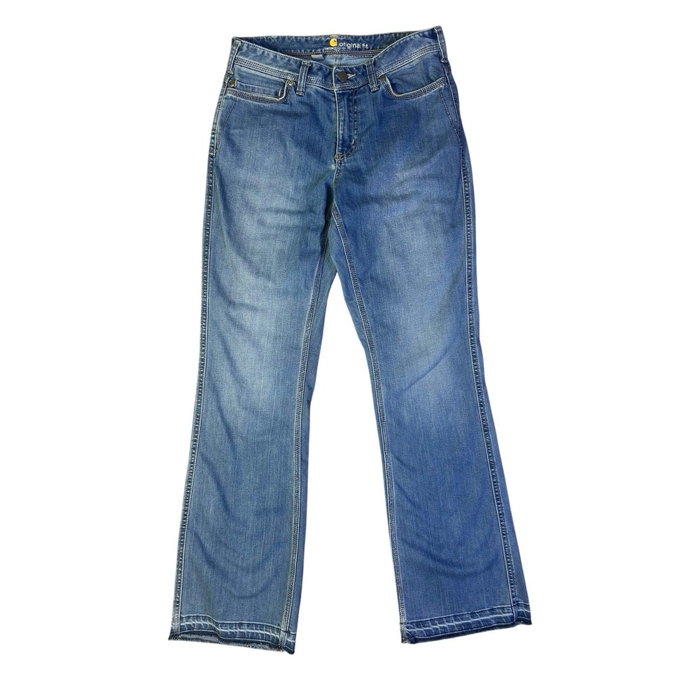 Carhartt Original Fit Women's Size 6 30x32 Raw Hem Distressed Denim Jeans